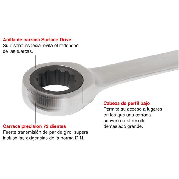 Llave combinada de carraca.