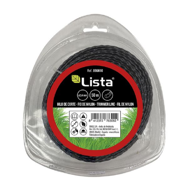 Hilo nilon trenzado desbrozadora/cortabordes Oe 2,4 mm x 50 m